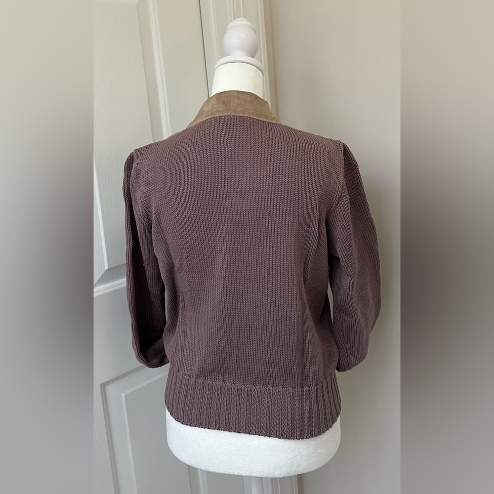 Fabiana Filippi two-tone chamois leather and cotton, waist cut jacket - Picture 5 of 16